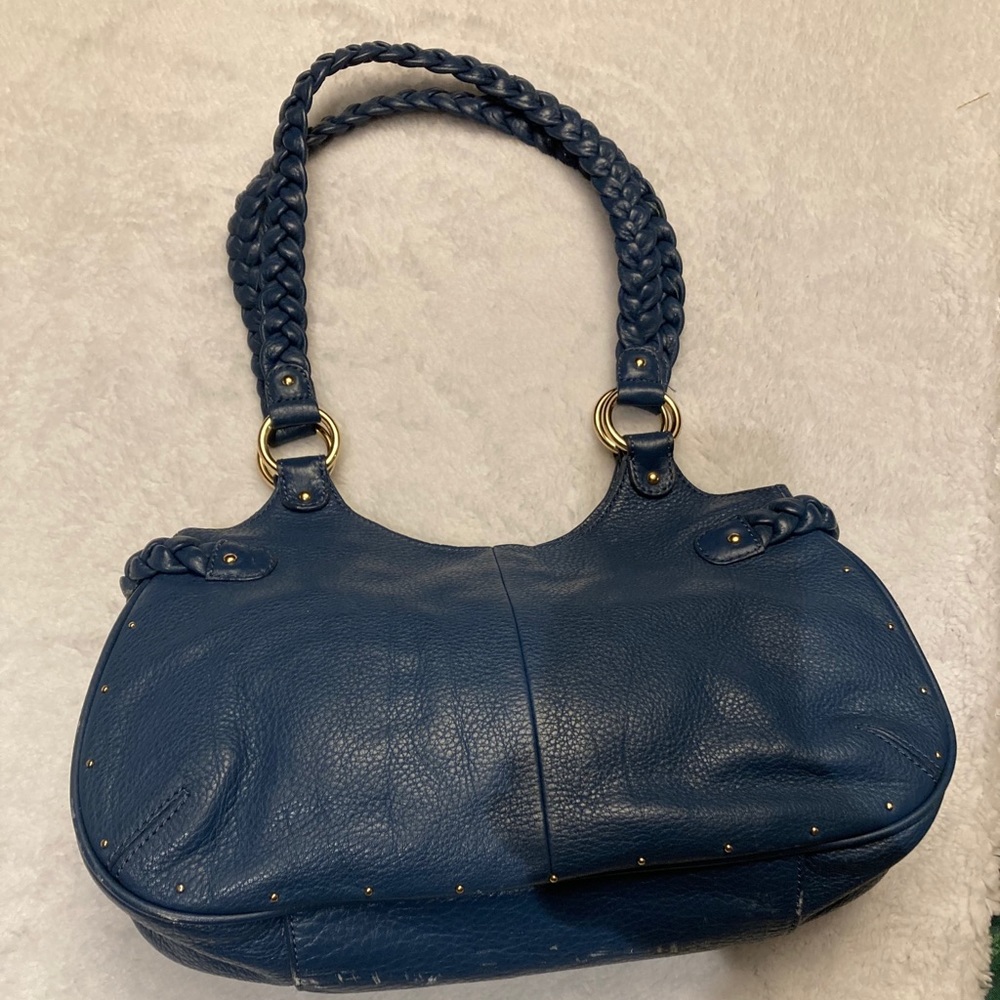 Teal blue leather purse